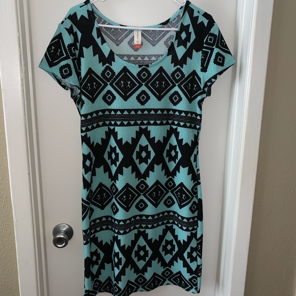 Teal & Black Aztec Dress